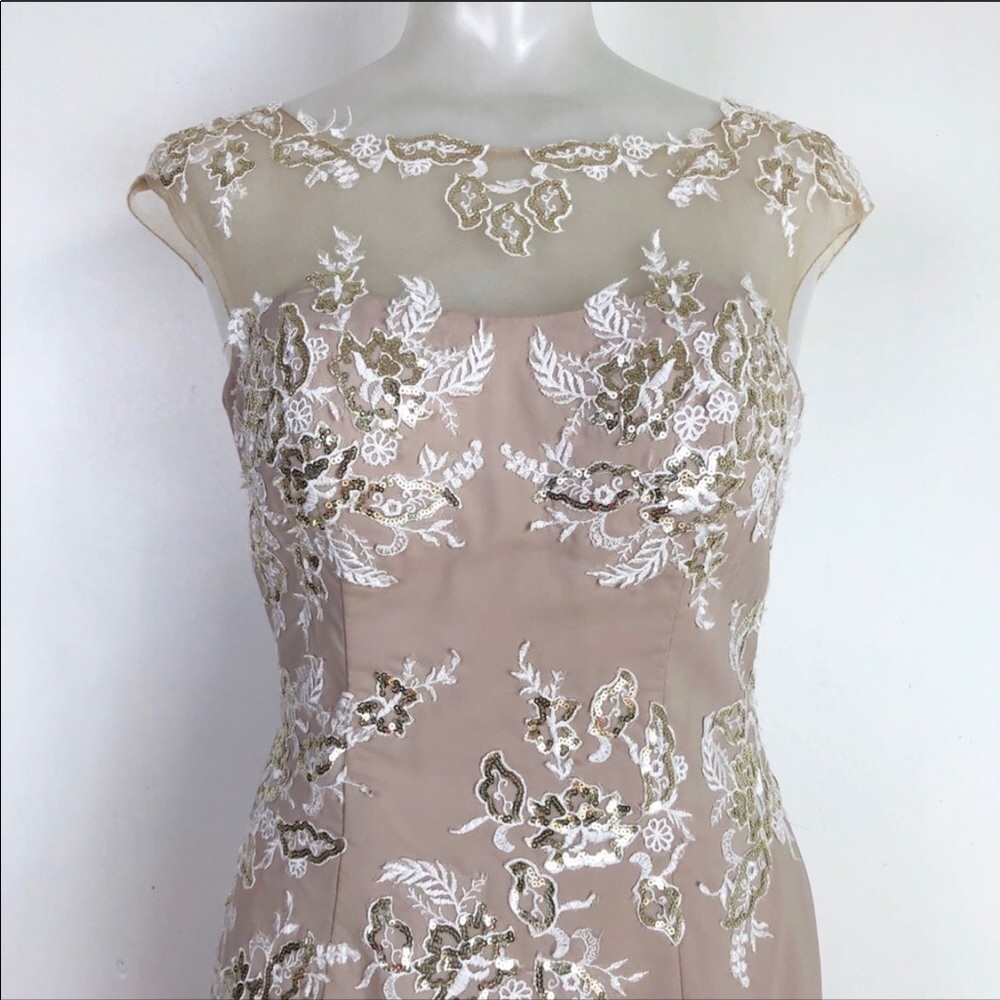Franssical sequin applique chiffon champagne Gown - Picture 6 of 10